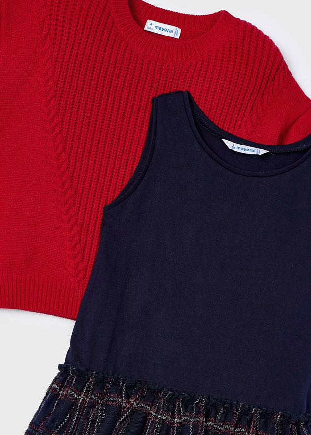 Vestido combinado tricot