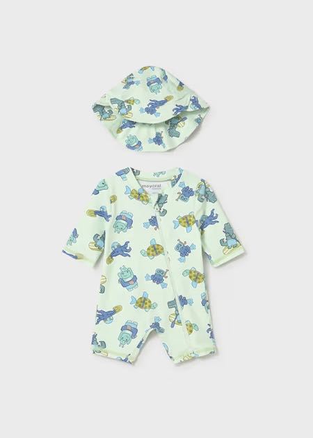 Conj baño pelele con gorro