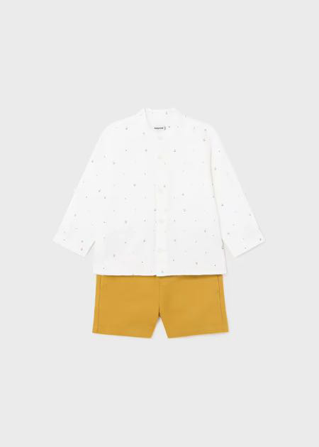 Conjunto bermuda camisa m/l lino