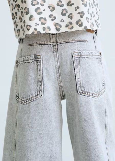 Pantalon largo tejano wide leg