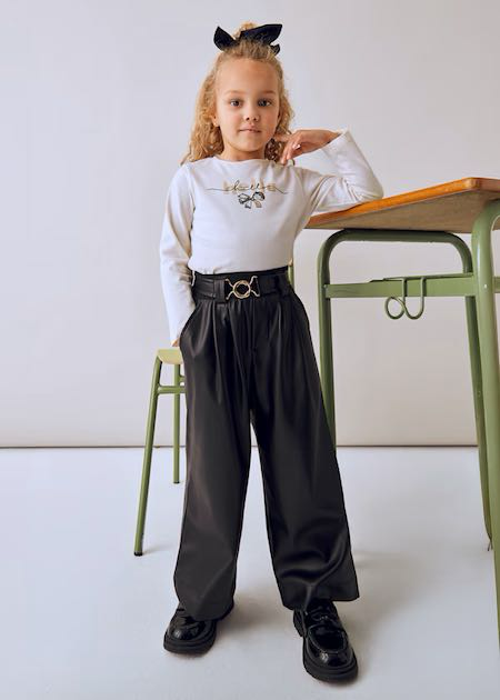 Pant largo pu wide leg
