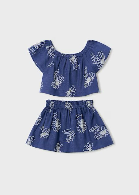 Conj falda lino estampado