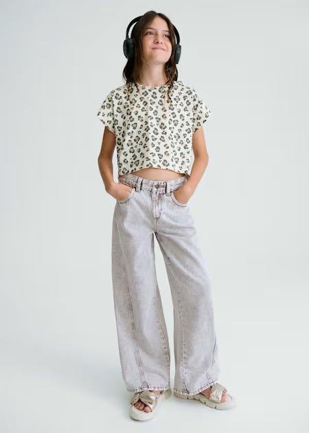 Pantalon largo tejano wide leg