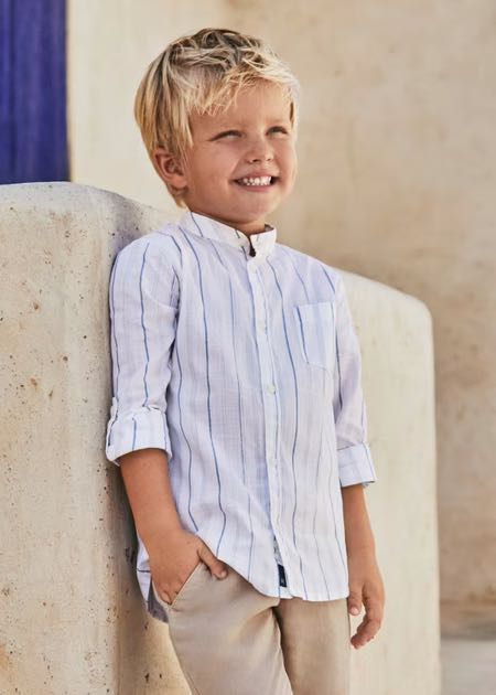 Camisa m/c cuello mao rayas