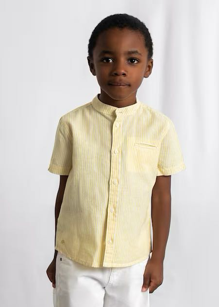 Camisa m/c cuello mao  lino