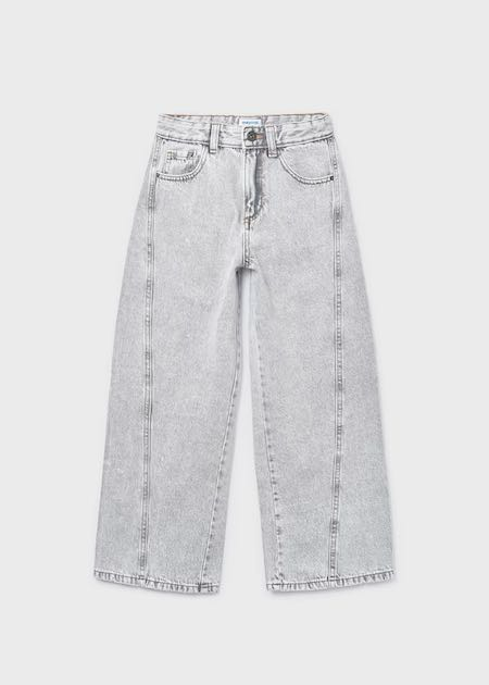 Pantalon largo tejano wide leg