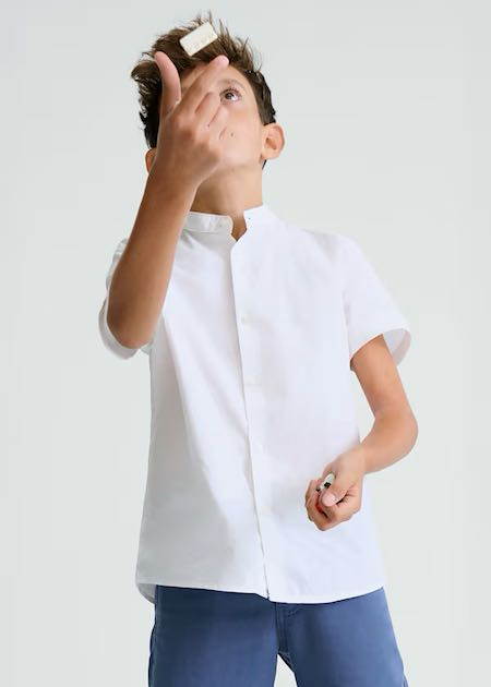 Camisa m/c cuello mao