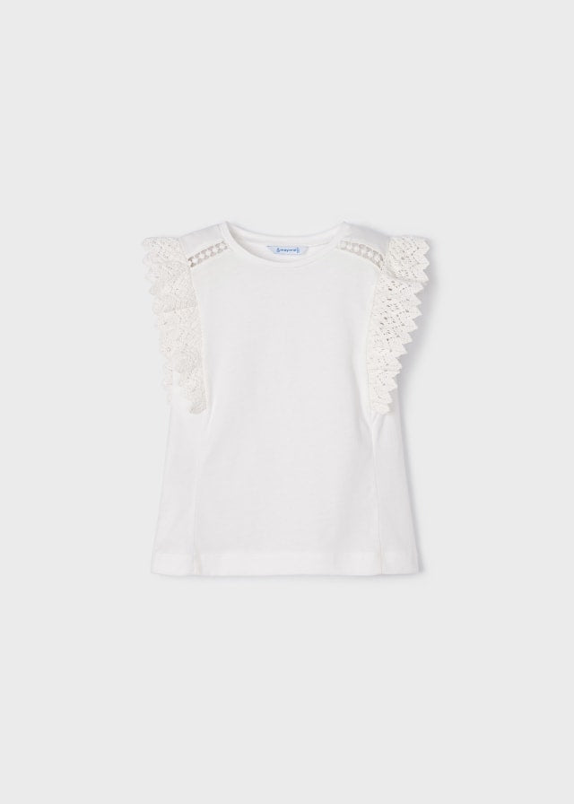 Camiseta m/c volante crochet