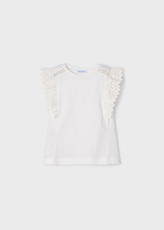 Camiseta m/c volante crochet