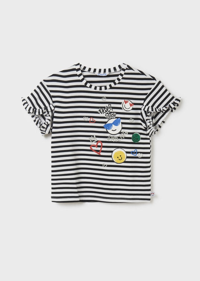 Camiseta m/c rayas grafica