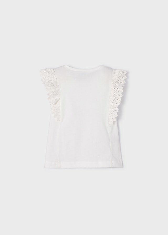 Camiseta m/c volante crochet